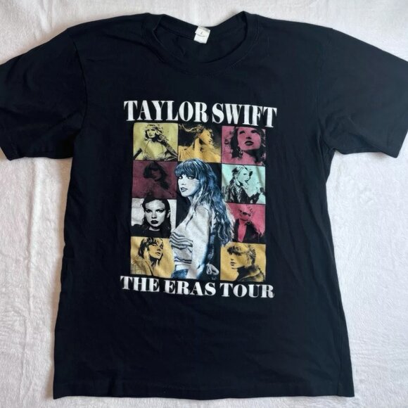 Taylor Swift The Eras Tour Black Short Sleeve T-Shirt, Taylor Tour Concert Tee - Picture 1 of 4
